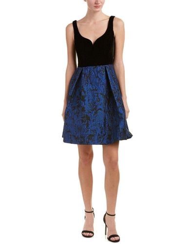 Donna Morgan Sleeveless Fit And Flare With Velvet Top - Blue