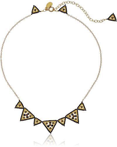 Miguel Ases Black Quartz Large And Small Triangle Collarbone Chain Necklace