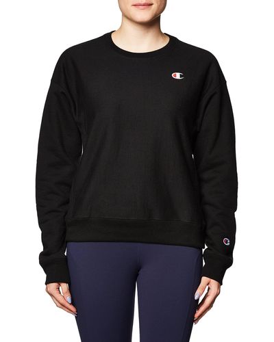 Champion Womens Reverse Weave Crew Sweatshirt - Black