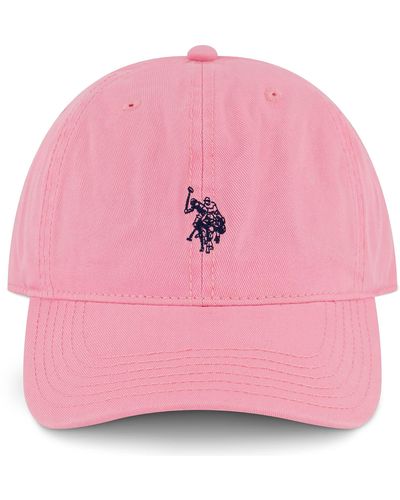 U.S. POLO ASSN. Concept One Cotton Adjustable Curved Brim Baseball Cap With Embroidered Small Pony Logo - Pink