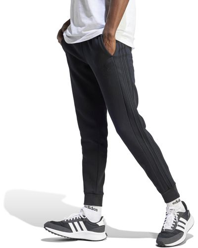 adidas Essentials Fleece Tapered Cuffed 3-stripes Pants - Blue