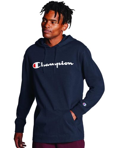 Champion , Midweight, Soft And Comfortable T-shirt Hoodie For , Navy Script, Medium - Blue