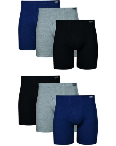 Hanes Tagless Comfort Soft Boxer Briefs With Covered Waistband-multiple Packs Available,-assorted - Blue