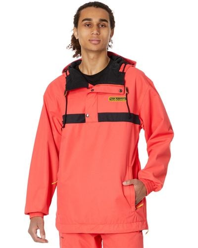 Volcom Longo Pullover Anarok Hooded Snowboard Jacket - Red