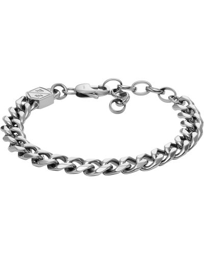 Fossil Stainless Steel Silver-tone Chain Bracelet - Metallic