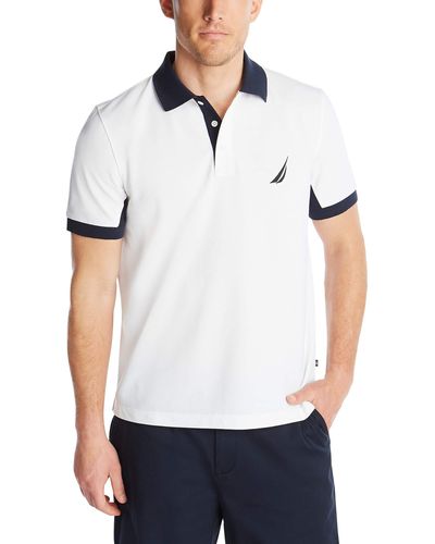 Nautica Classic Fit Short Sleeve Performance Pique Polo Shirt - White