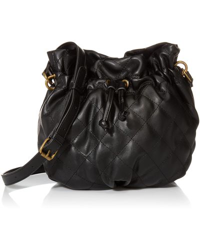 The Drop Josie Drawstring Bucket Bag - Black