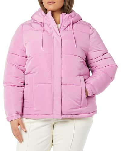 Amazon Essentials Water Repellent Recycled Polyester Sherpa Lined Hooded Puffer Jacket - Pink