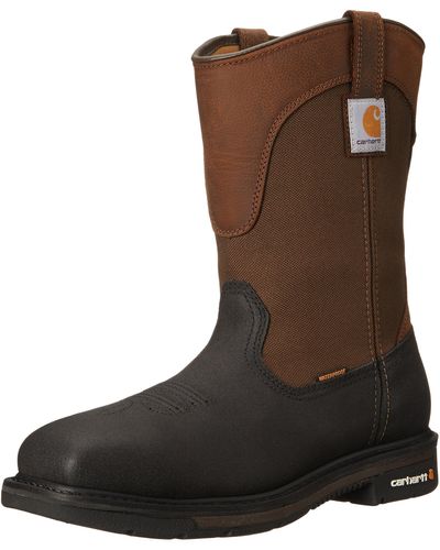 Carhartt Mens 11" Wellington Square Safety Toe Leather Work Cmp1258 Industrial And Construction Boots - Brown