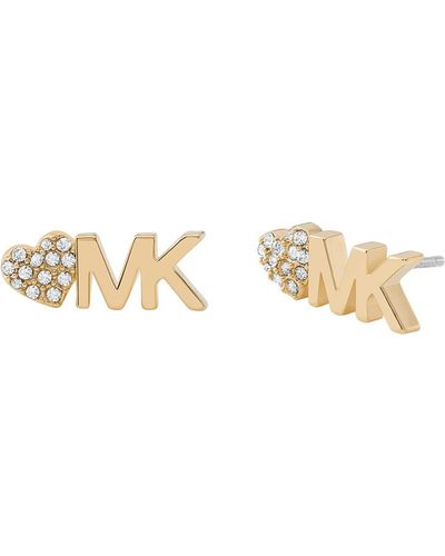 Michael Kors Stainless Steel Stud Earrings With Crystal Accents - Metallic