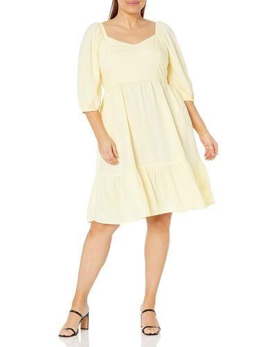 The Drop Lexi Puff Sleeve Sweatheart Neckline Smocked Back Dress Kleider - Gelb