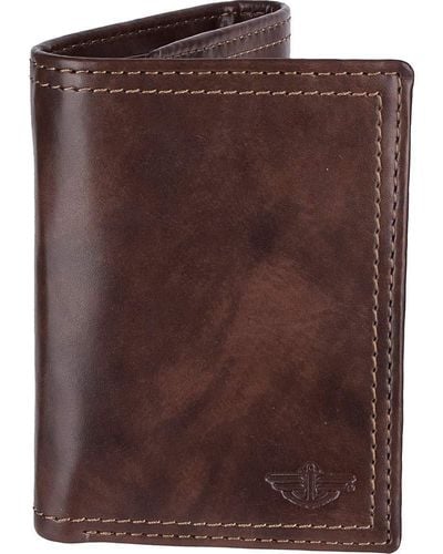 Dockers Extra Capacity Trifold Coated Leather Wallet,compact,rfid Blocking - Brown