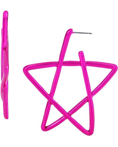 Betsey Johnson Star Hoop Earrings - Pink