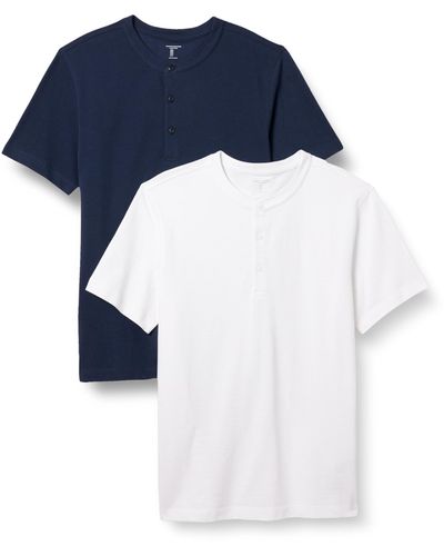 Amazon Essentials Slim-fit Short-sleeve Pique Henley - Blue