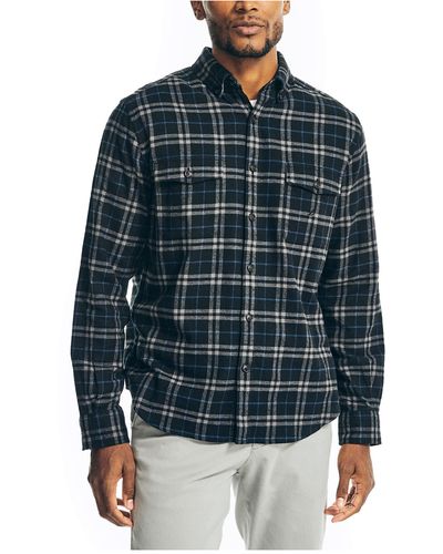 Nautica Sustainably Crafted Flannel Plaid Shirt - Black