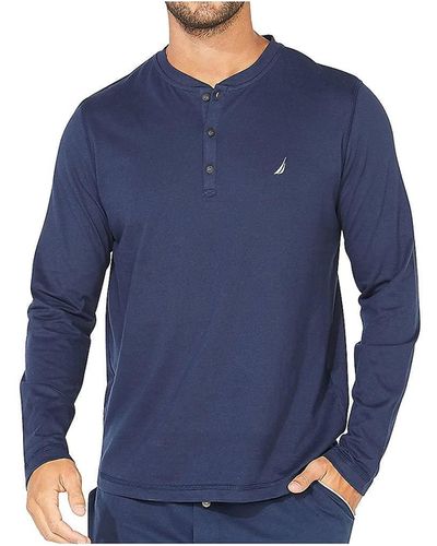 Nautica Long Sleeve Henley Pajama Top Pyjamaunterteile - Blau