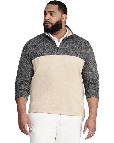 Izod Big & Tall Big Advantage Performance Quarter Zip Sweater Fleece Solid Pullover - Gray