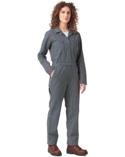 Dickies Plus Long Sleeve Hickory Stripe Overalls - Gray