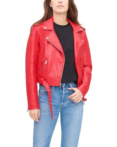 Levi's Faux Leather Asymmetrical Moto Jacket - Red