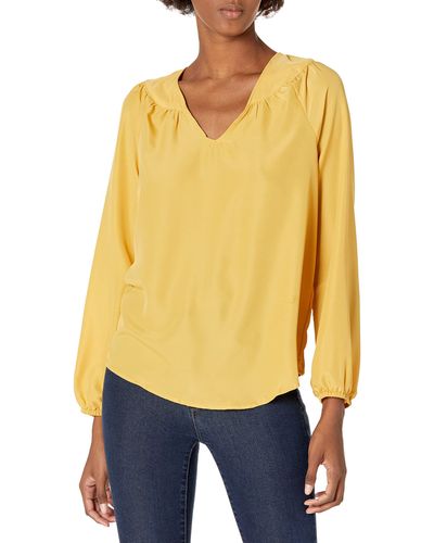 Nautica Long Sleeve V-neck Woven Shirt - Yellow