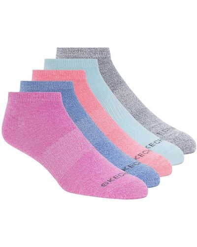 Skechers Womens 5 Pack Low Cut Socks - Pink