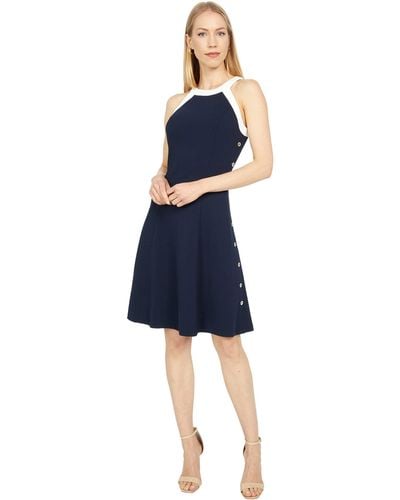 Tommy Hilfiger Scuba Crepe Fit-and-flare Dress - Blue