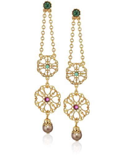 Ben-Amun Boheme Collection Hand Made In New York Fashion Gold Plated Necklace Earrings And Bracelet - Metallic