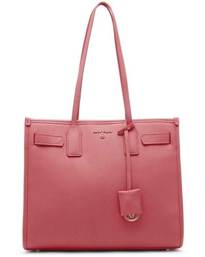 Anne Klein Large Structured Tote With Luggage Tag - Pink