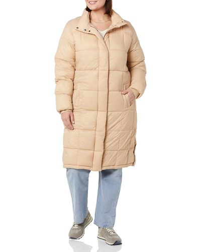 Amazon Essentials Lightweight Quilted Longer Length Coat - Natural