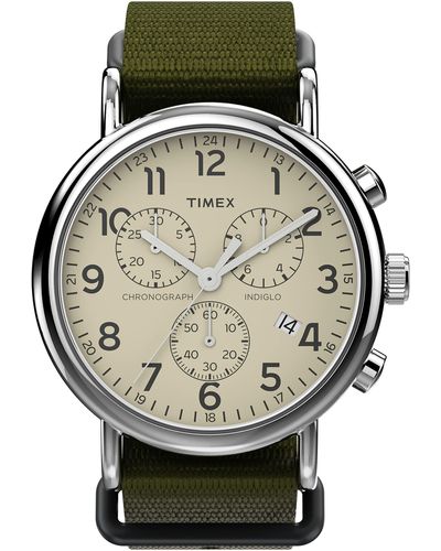 Timex Tone Case Cream Dial With Green Fabric Slip-thru - Multicolor