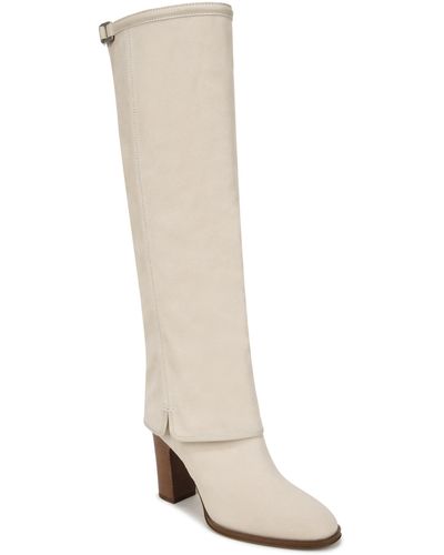Franco Sarto S Informa West Tall Heeled Boot Ecru White Suede 9 M - Natural