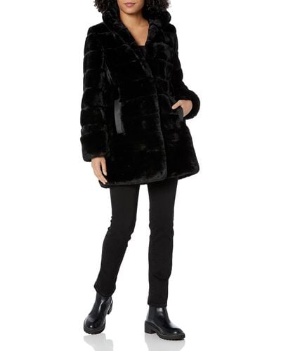 Jones New York Luxurious Faux Fur Coat - Black