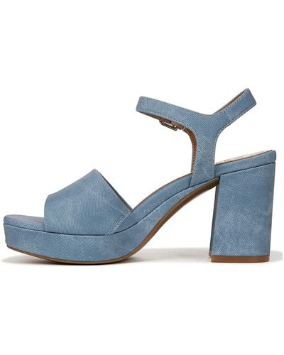 Naturalizer S Lilly Ankle Strap Platform Sandal Mid Blue Denim Pattern 9.5 W