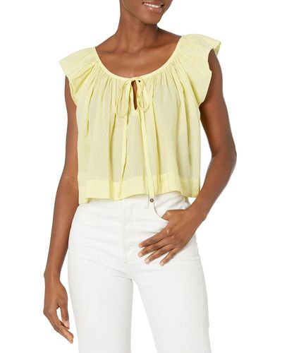 Enza Costa Voile Flounce Shell Top - Yellow