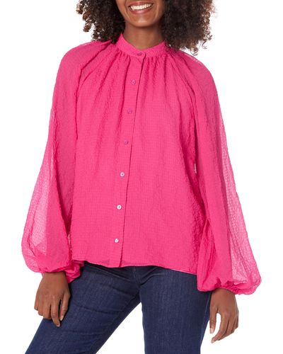 Trina Turk Relaxed Button Up Blouse - Pink