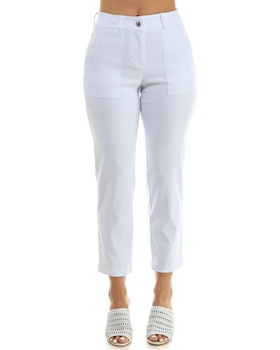 Nanette Lepore Fly Front Boot Cut Freedom Stretch Pant With Functional Deep Stitch Pockets + Belt Loops - Blue