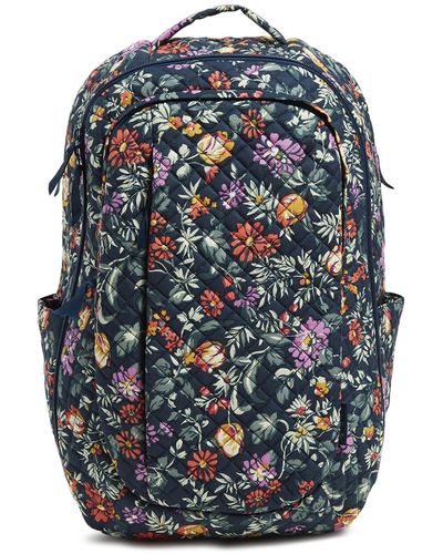 Vera Bradley Cotton Large Backpack Travel Bag - Blue