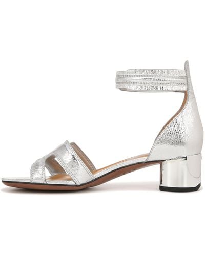 Franco Sarto S Nora Ankle Strap Low Block Heel Sandal Silver Metallic 8 W