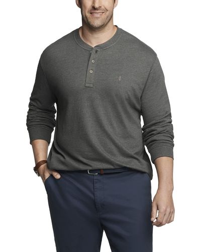 Izod Big Saltwater Long Sleeve Henley Shirt - Gray