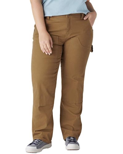 Dickies Womens Plus Double Front Denim Carpenter Pants Jeans - Brown