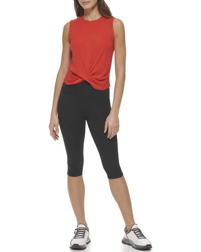DKNY Criss-cross Front Active Tank Top - Red