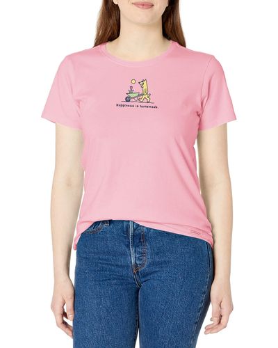 Life Is Good. Vintage Crusher Graphic T-shirt Gardening - Pink