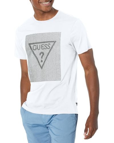 Guess Short Sleeve Stitch Triangle Tee - White