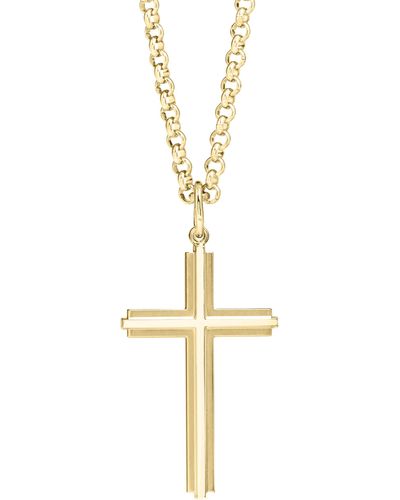 Amazon Essentials S Embossed Satin And Polished Cross Pendant Necklace - Metallic