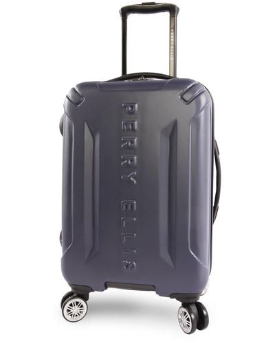 Perry Ellis Delancey Ii Hardside Carry-on Spinner Luggage - Blue