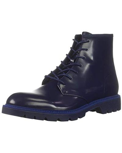 Calvin Klein Fenton Box Leather Combat Boot - Blue