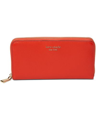 Kate Spade Morgan Saffiano Leather Zip Around Continental Wallet - Red
