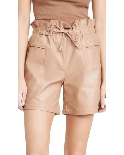 Kendall + Kylie Kendall + Kylie Vegan Leather Paperbag Shorts - Natural