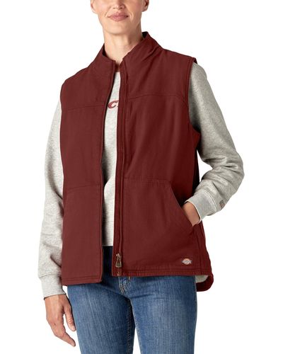Dickies Plus Size Fleece Lined Duck Canvas Vest - Red