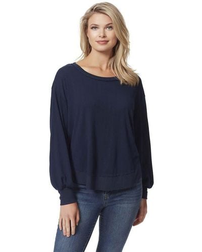 Jessica Simpson S Poppy Ribbed Knit Pullover Sweater Navy L - Blue